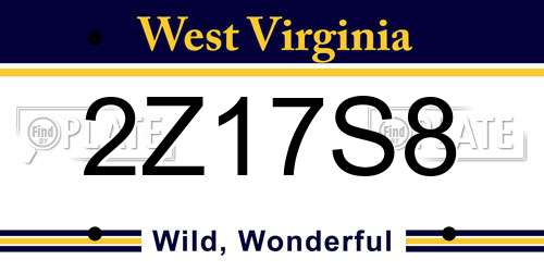 2Z17S8 West Virginia License Plate