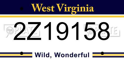 2Z19158 West Virginia License Plate