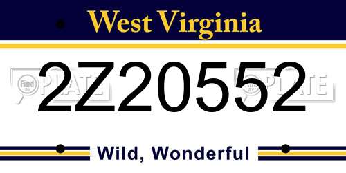 2Z20552 West Virginia License Plate