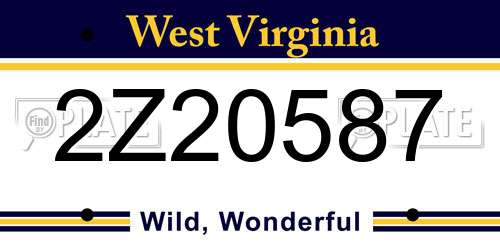 2Z20587 West Virginia License Plate