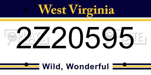 2Z20595 West Virginia License Plate