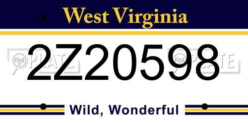 2Z20598 West Virginia License Plate