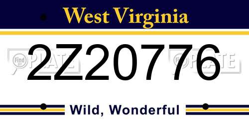 2Z20776 West Virginia License Plate
