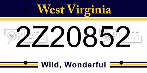 2Z20852 West Virginia License Plate