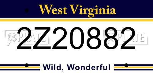 2Z20882 West Virginia License Plate