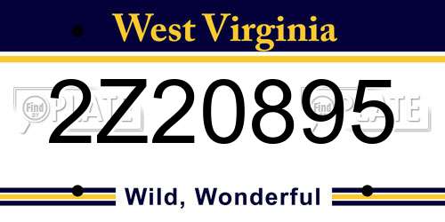 2Z20895 West Virginia License Plate
