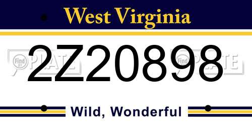 2Z20898 West Virginia License Plate