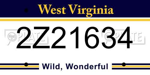 2Z21634 West Virginia License Plate