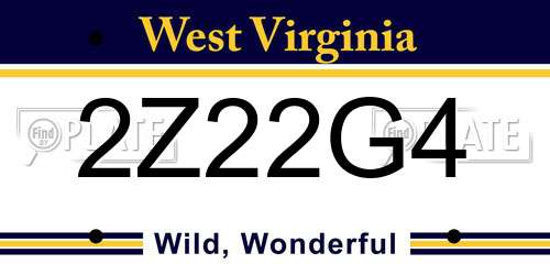 2Z22G4 West Virginia License Plate