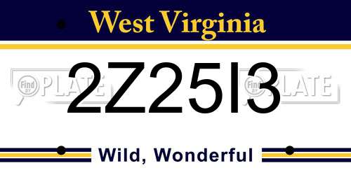 2Z25I3 West Virginia License Plate