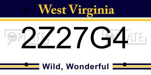 2Z27G4 West Virginia License Plate