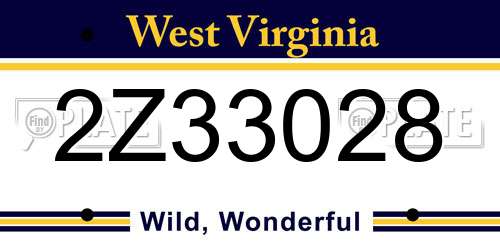 2Z33028 West Virginia License Plate