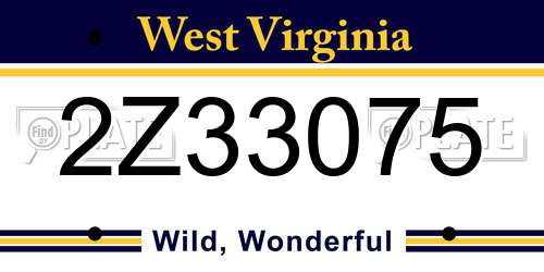 2Z33075 West Virginia License Plate