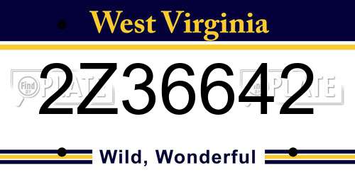 2Z36642 West Virginia License Plate