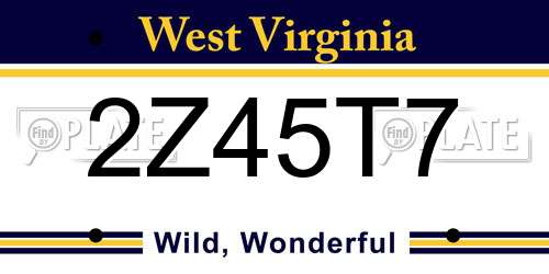 2Z45T7 West Virginia License Plate