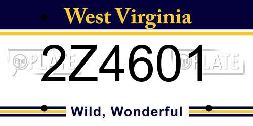 2Z4601 West Virginia License Plate