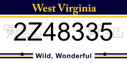 2Z48335 West Virginia License Plate