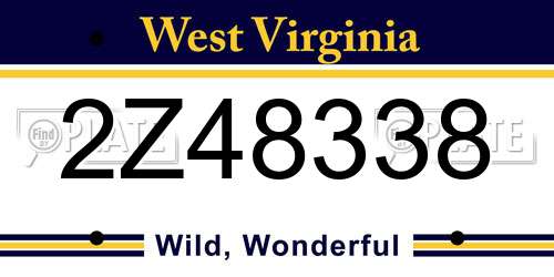 2Z48338 West Virginia License Plate