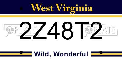 2Z48T2 West Virginia License Plate