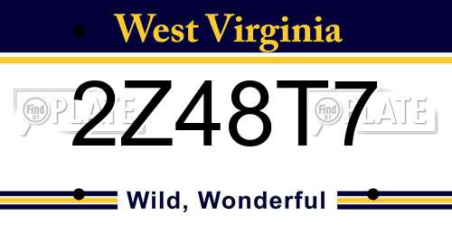 2Z48T7 West Virginia License Plate
