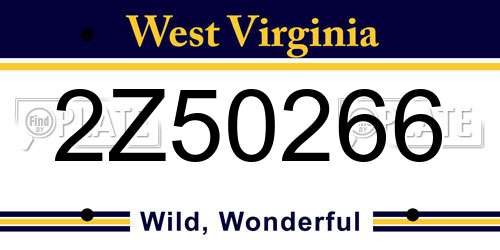 2Z50266 West Virginia License Plate