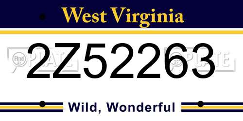 2Z52263 West Virginia License Plate