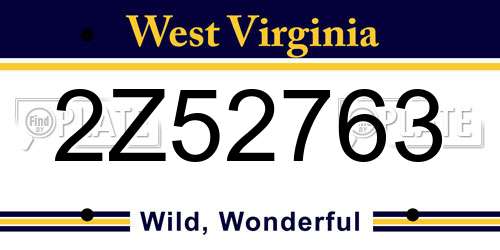 2Z52763 West Virginia License Plate