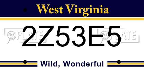 2Z53E5 West Virginia License Plate