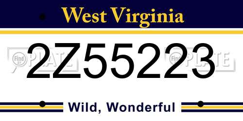 2Z55223 West Virginia License Plate