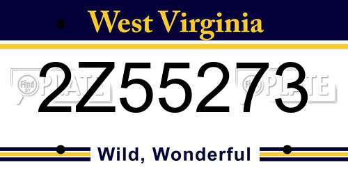 2Z55273 West Virginia License Plate