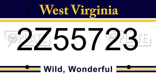 2Z55723 West Virginia License Plate