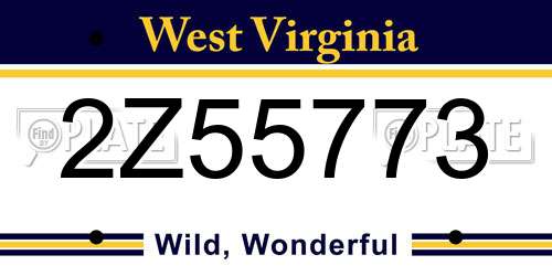 2Z55773 West Virginia License Plate