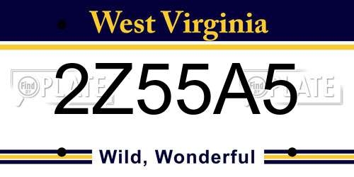 2Z55A5 West Virginia License Plate