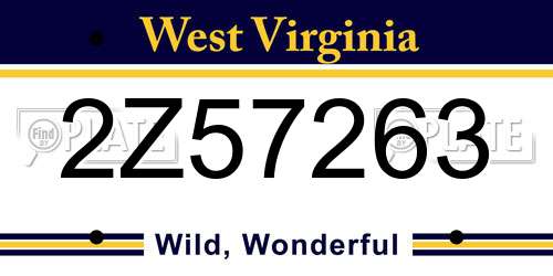 2Z57263 West Virginia License Plate