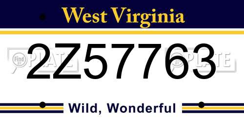 2Z57763 West Virginia License Plate