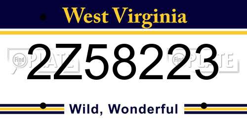 2Z58223 West Virginia License Plate