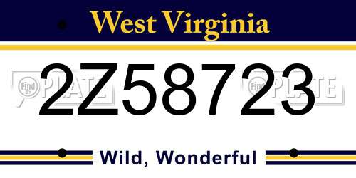 2Z58723 West Virginia License Plate