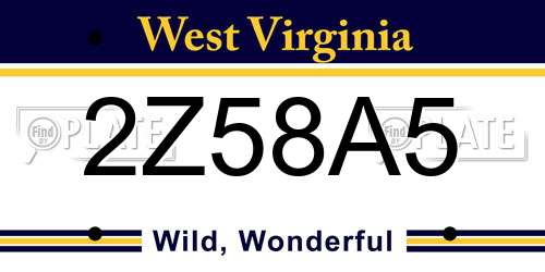 2Z58A5 West Virginia License Plate