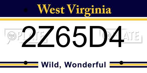 2Z65D4 West Virginia License Plate