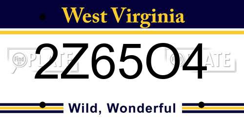 2Z65O4 West Virginia License Plate