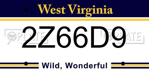 2Z66D9 West Virginia License Plate