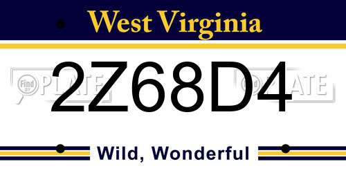 2Z68D4 West Virginia License Plate