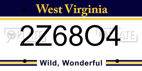 2Z68O4 West Virginia License Plate