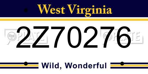 2Z70276 West Virginia License Plate