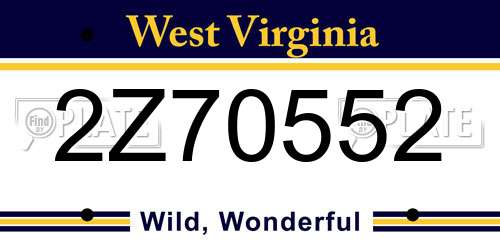 2Z70552 West Virginia License Plate