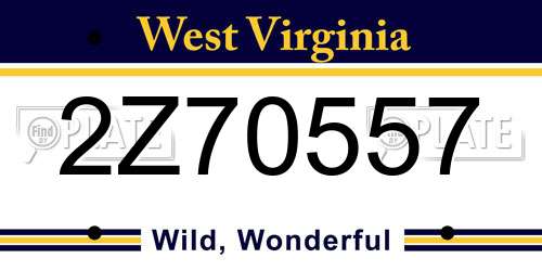 2Z70557 West Virginia License Plate