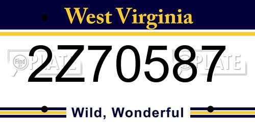2Z70587 West Virginia License Plate