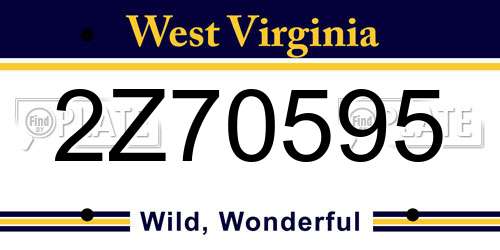 2Z70595 West Virginia License Plate