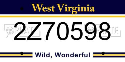 2Z70598 West Virginia License Plate