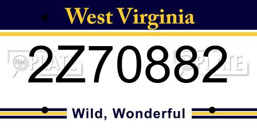 2Z70882 West Virginia License Plate